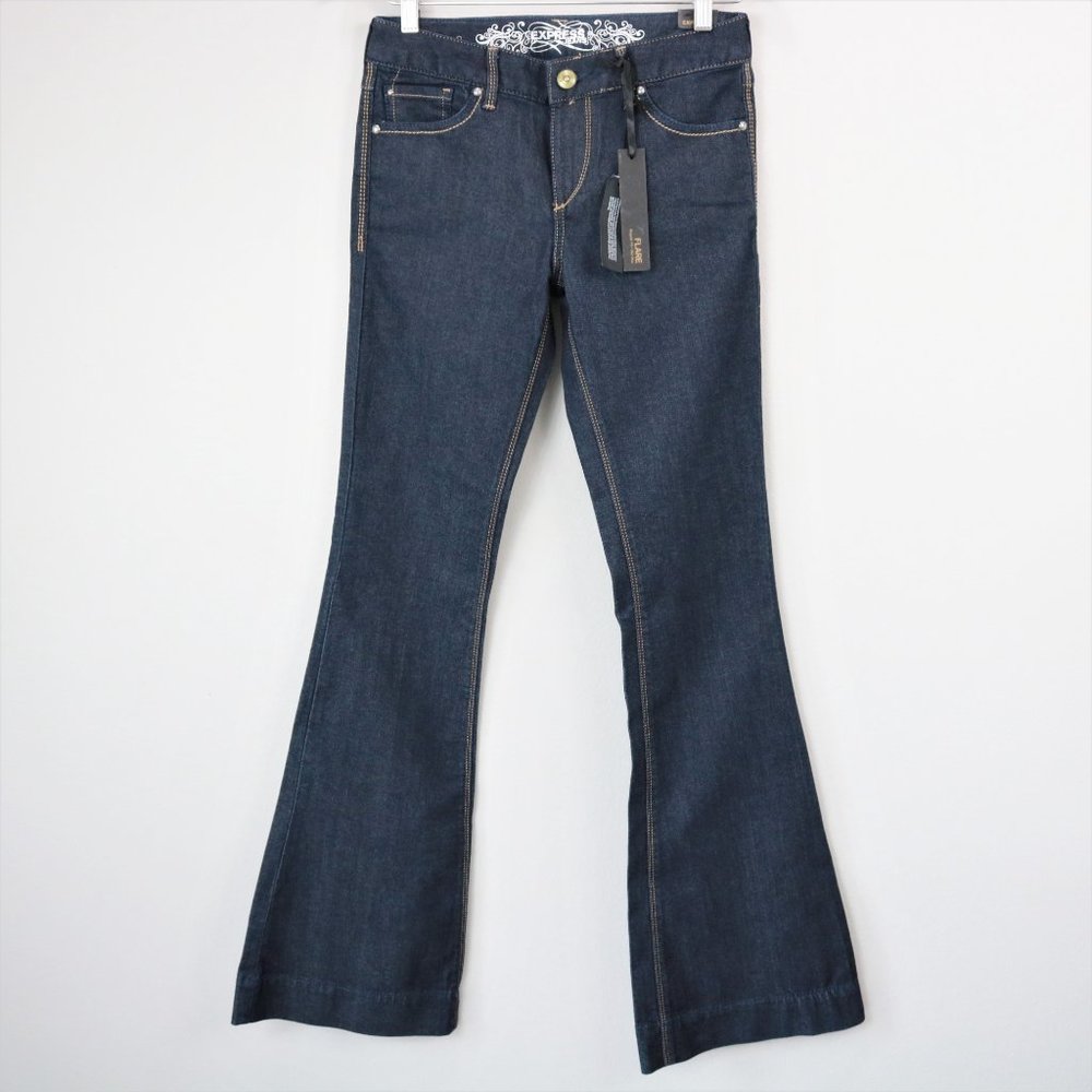 Express Dark Wash Regular Fit Mid Rise Flare Jeans Women’s Size 2